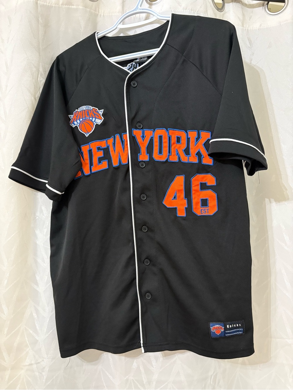 New York Knicks Black Button-Front Baseball Jersey SMALL - Picture 1 of 6
